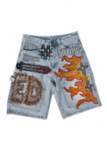 ED FLAME DENIM SHORTS