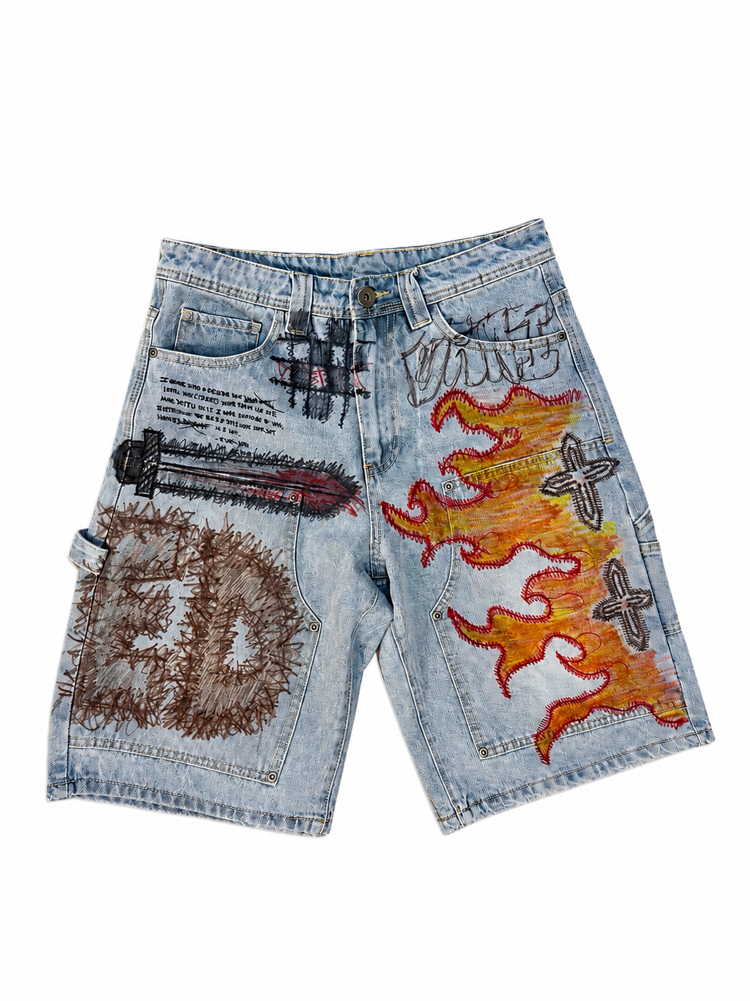 ED FLAME DENIM SHORTS